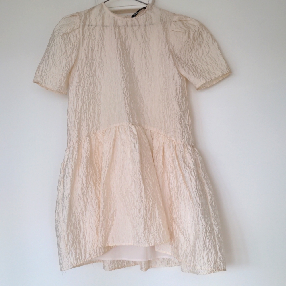 Zara taffeta cream puff mini dress, X-Small
